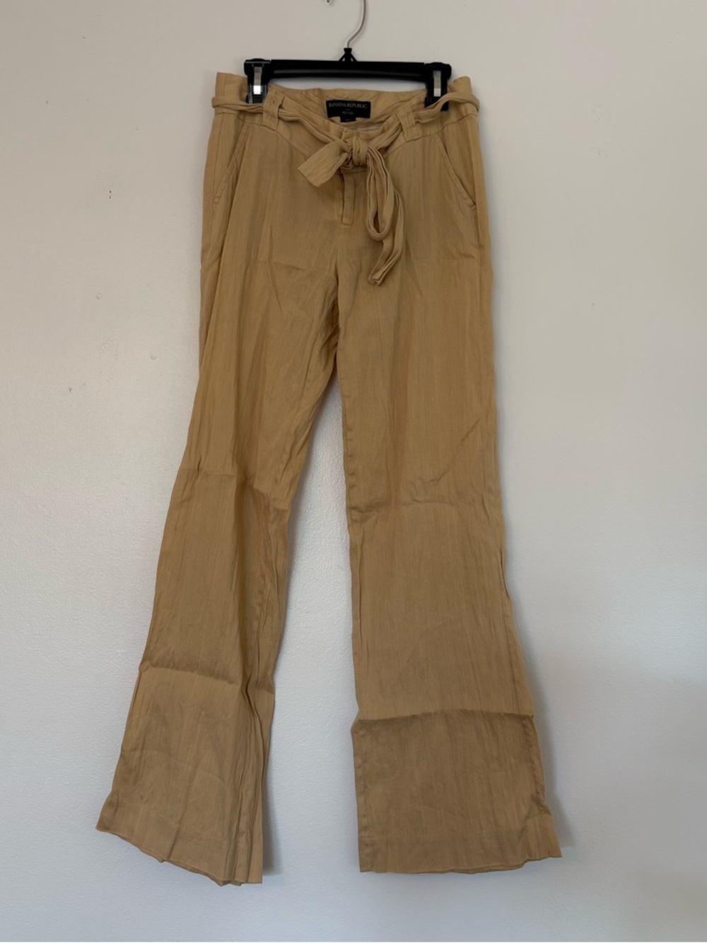 Women's Banana Republic tan High-Waist Paperbag Tie Waist Pants. 00P